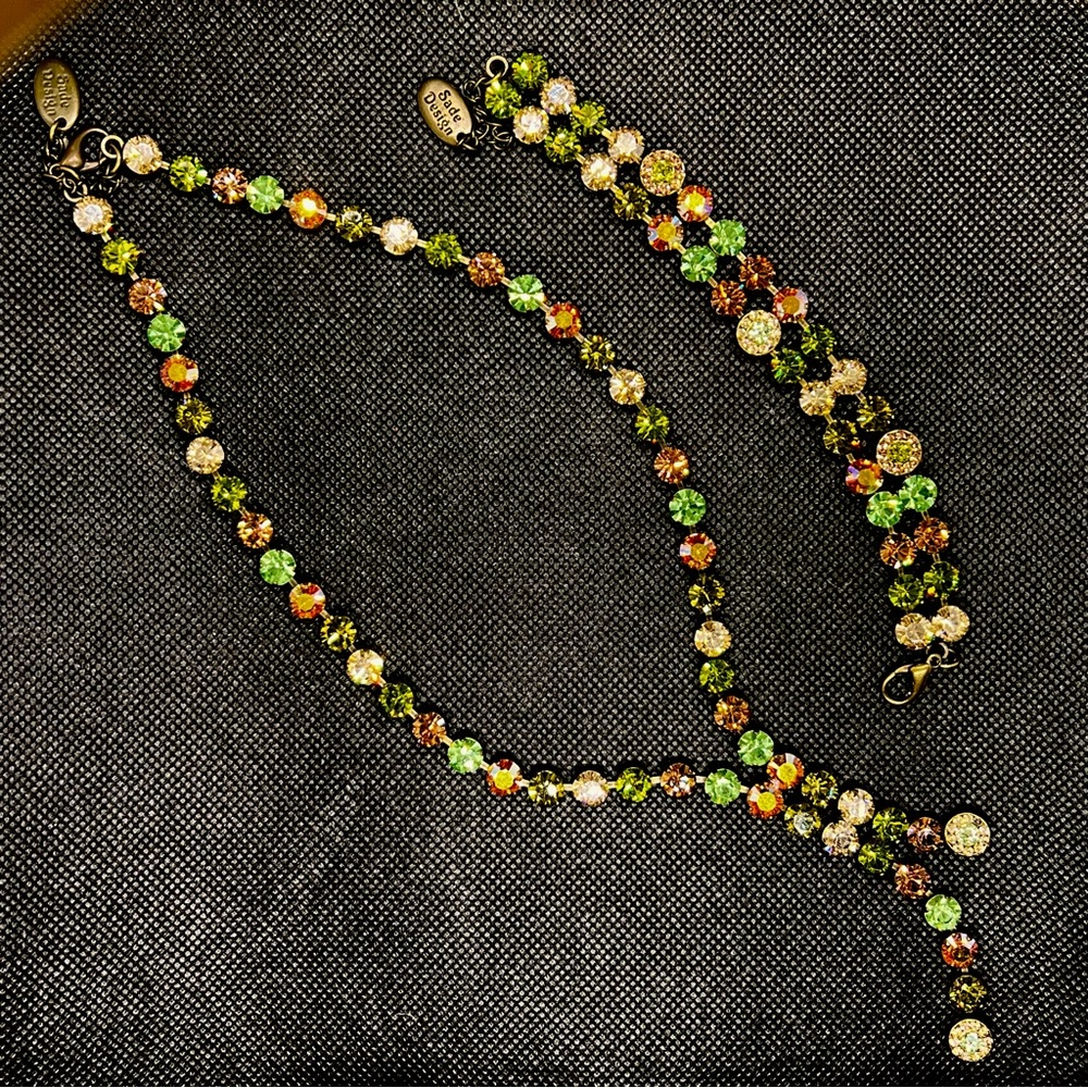 Stunning Vtg‎ SADE Design Multi Color Swarovski Crystal Necklace & Bracelet Set